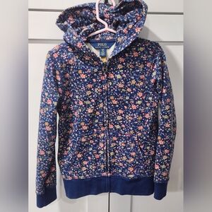 Polo by Ralph Lauren Girls' Blue Floral Hoodie Like New